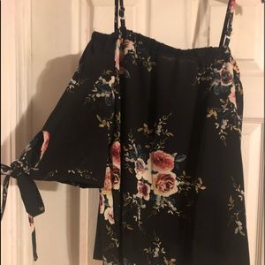 Women's off the shoulder navy floral top